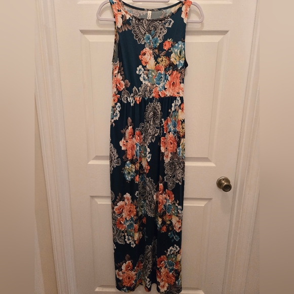 Emerald Floral Maxo Dress L - Picture 1 of 4